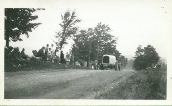 Figure 2 - " 'Hill Climber" over the top at Vickerman Hill a real winner! A Pontiac chassis and a Willoughby body!" - Photo 1926, text from a 1972 McRorie-Sautter ad.